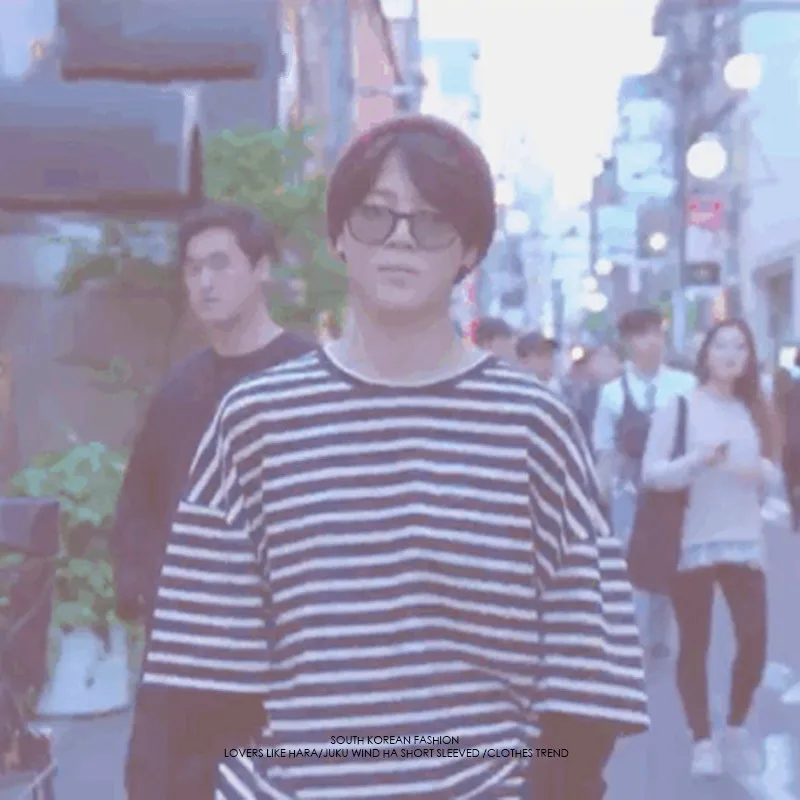 New kpop Bangtan Boys JIMIN Same Irregular Neckline Stripe Sweatershirt Pullover Hoodie Long Sleeve Shirt clothes