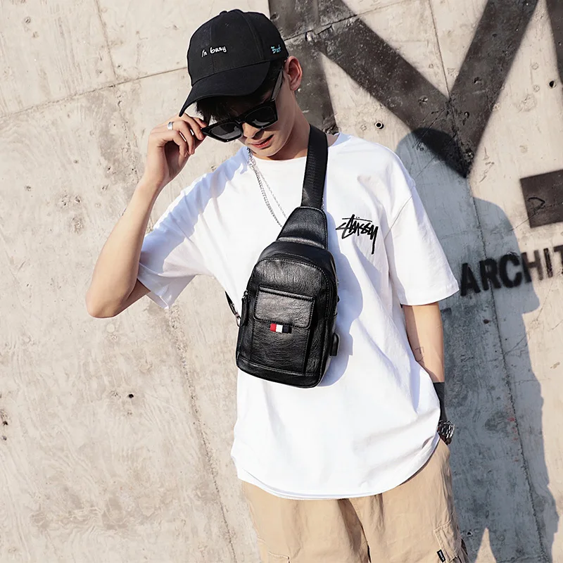 

Korean fashion chest bag trend one shoulder ipad bag Korean version men's chest bag men's chest bag