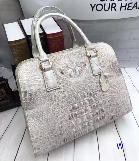 Bolso de piel de cocodrilo auténtica para mujer, Cartera de piel de  cocodrilo auténtica, bolso blanco, cinturón largo, bolso de un solo hombro|  | - AliExpress
