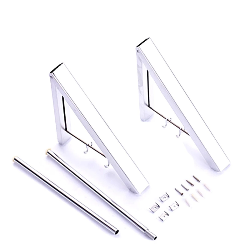 

New Wall Mounted Solid Aluminium Double Clothes Drying Hanger Foldable Laundry Rack Bathroom Balcony Clothes Hanger Anti-Rust