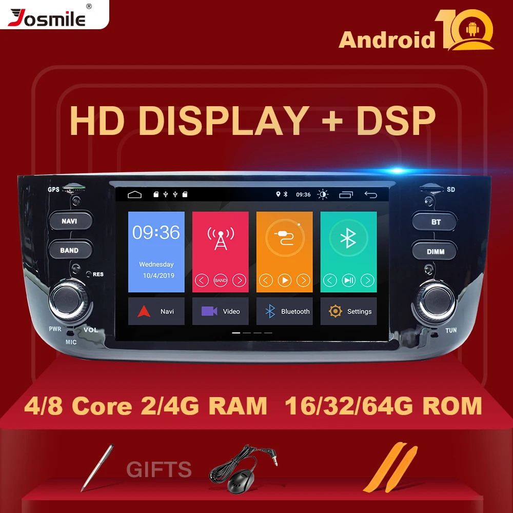 Автомагнитола 1 Din на Android 10 4 ГБ 64 DVD мультимедийный плеер для Fiat/Linea/Punto evo 2012-2015