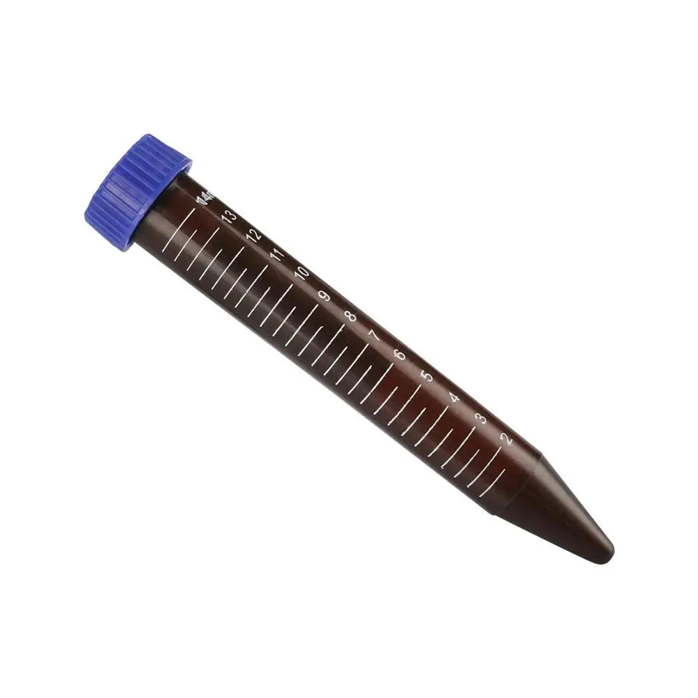 15ml Plastic Brown Screw Cap Cone Bottom Centrifuge Test Tube with Scale Line Laboratory Analysis Sample Vial Cotainer 10Pcs plastic test tubes centrifuge tube