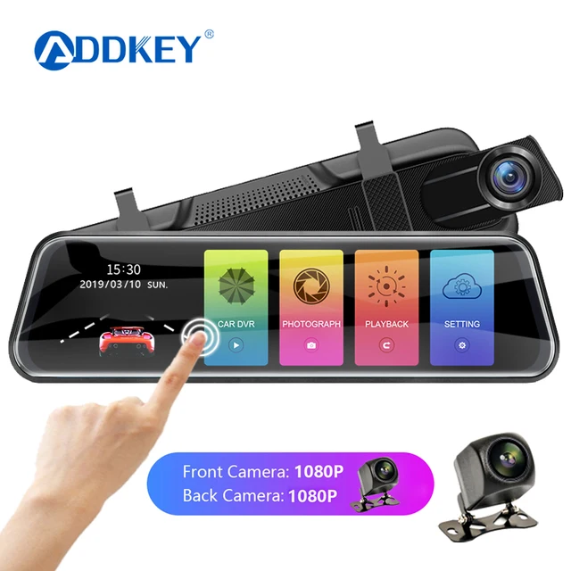 $US $32.96  ADDKEY Car Dvr Stream RearView Mirror dash Camera avtoregistrator 10 IPS Touch Screen Full HD 1080P