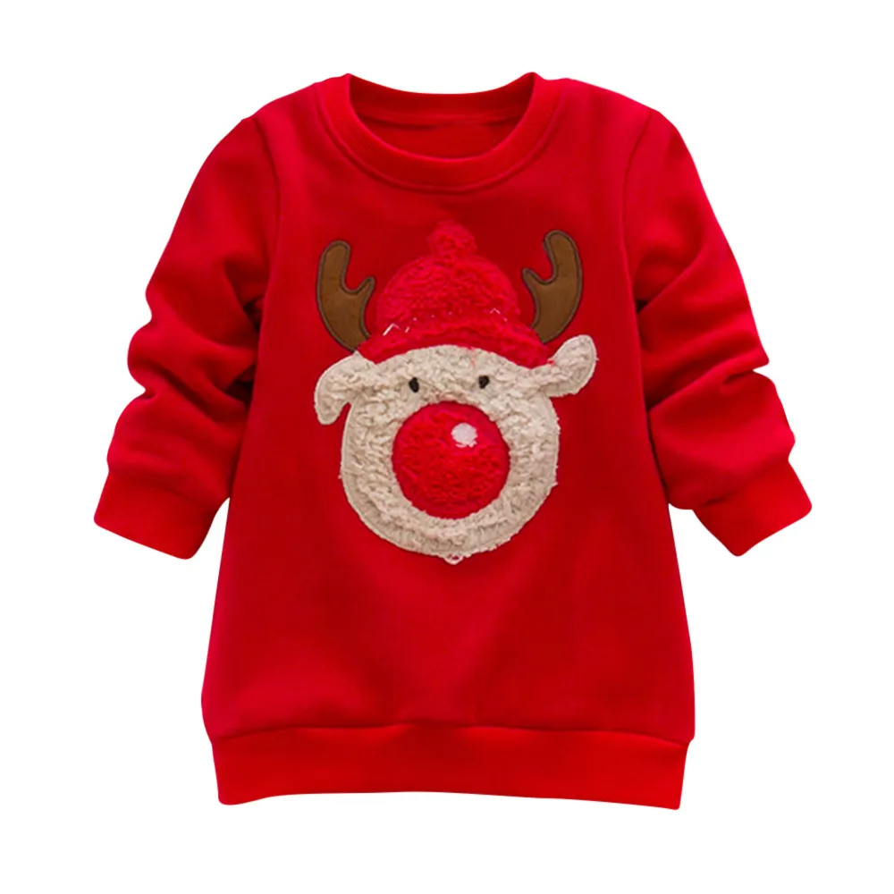 Новые модные свитера для маленьких мальчиков и девочек; сезон зима-весна-осень; Детский свитер с длинными рукавами и рисунком оленя; детская футболка; одежда