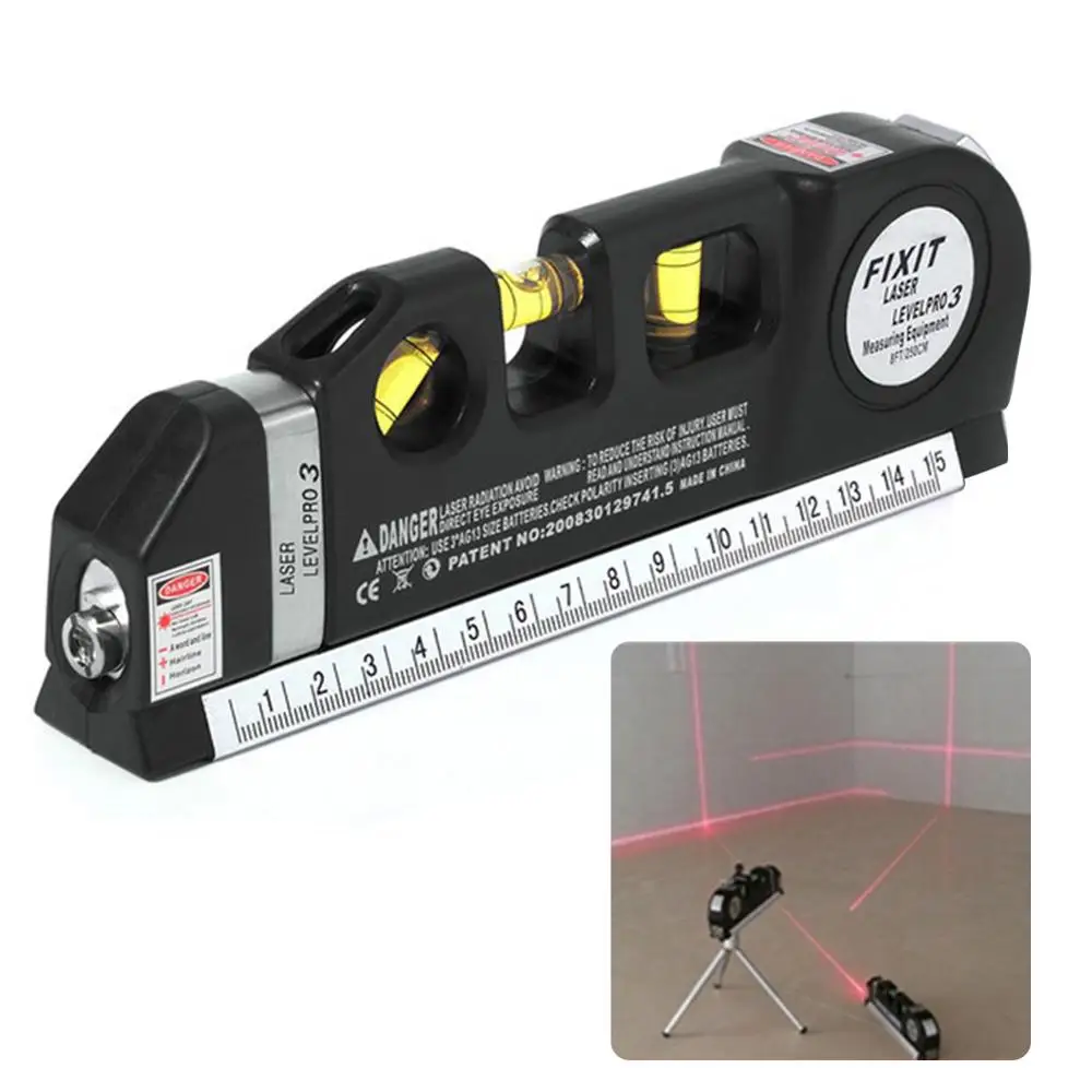 

Laser Level Horizontal Vertical Line Tape 8 m/26.2 FT Ruler Measure Construction Marker Tool Multifunction Portable leveler