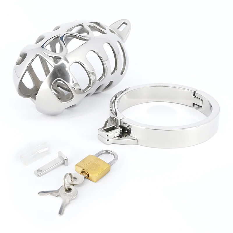 

BDSM Sex Toys For Men Stainless Steel Cock Cage Chastity Belt Lockable Penis Ring Metal Abstinence Male Chastity Cage Cockrings