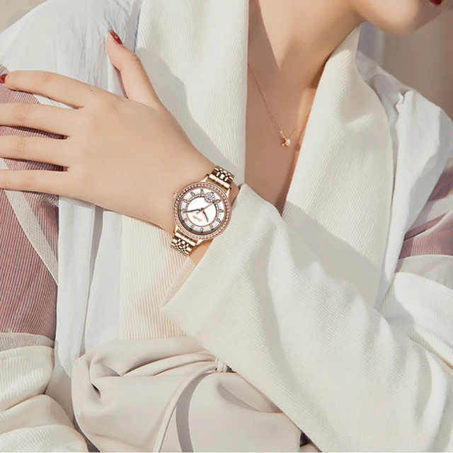 SUNKTA Watch For Women Fashion Sport Womens Watch Stainless Steel Waterproof Watch Diamond Quartz Wristwatch Reloj