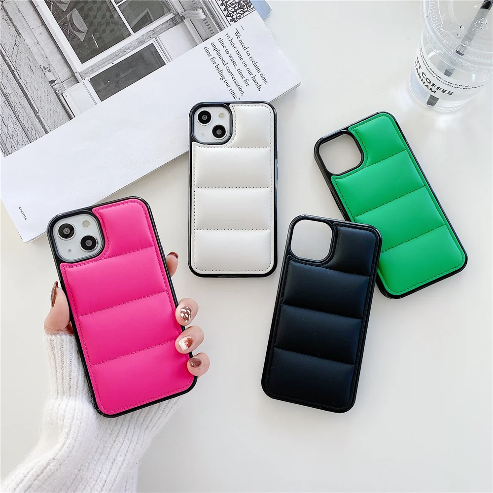 Ins New Trend Down Jacket Custodia Per Telefono Per Iphone 15 Pro Max 14 13 12 11 Pro Xr X Xs 7 8Plus Cover Per Telefono In Cotone Imbottito