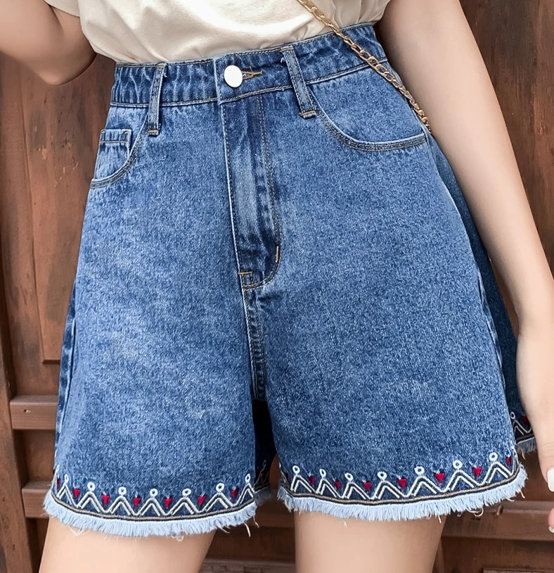 high waist embroidered jeans
