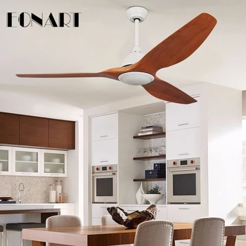 

52 Inch simple LED 3 colors modern plastic blade timing remote control ceiling fan with lamp AC220V motor indoor roof fan lights