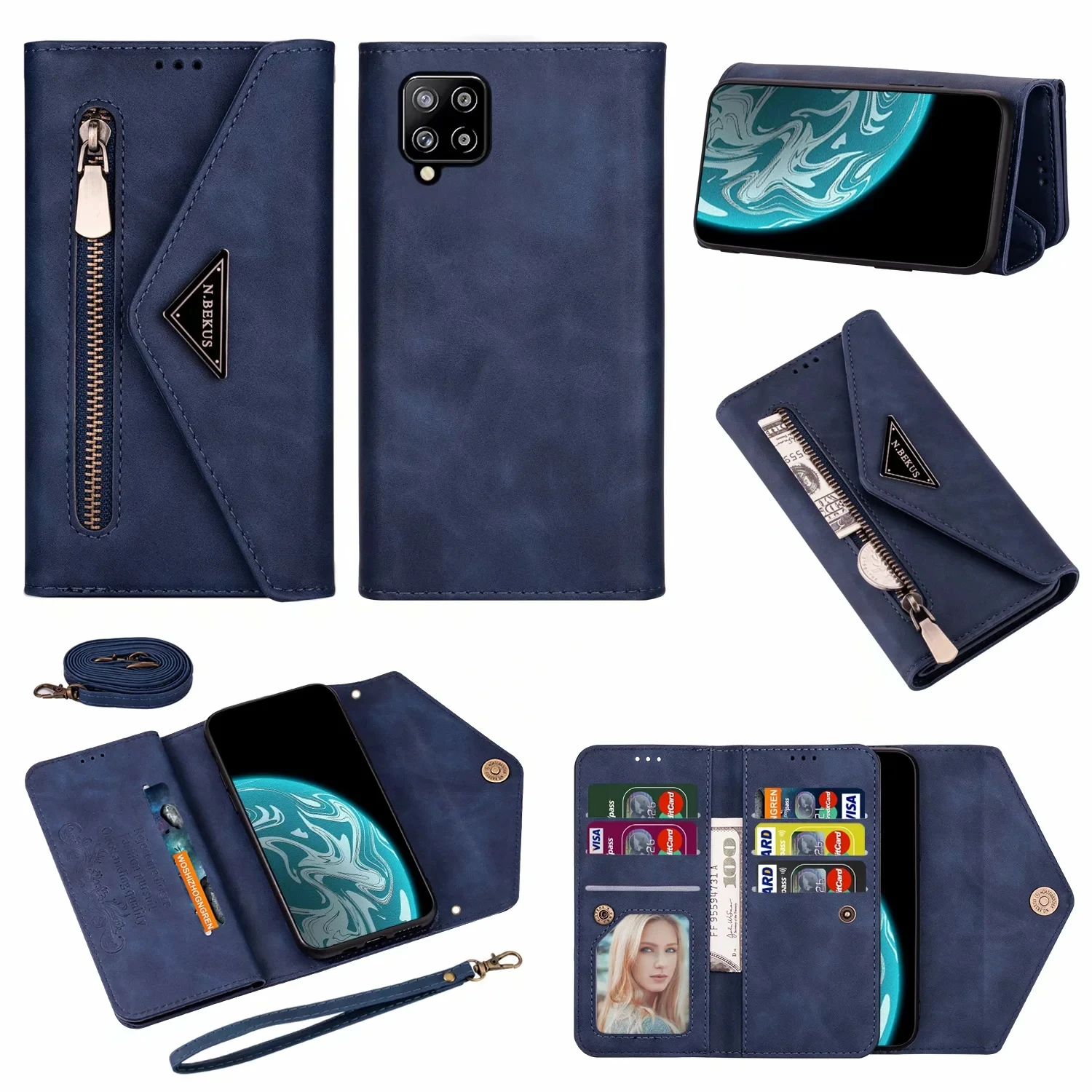 Cross Body Strap Flip Wallet Case For Samsung Galaxy S21 S30 S20 Ultra S10 S9 S8 Plus S7 Edge Note 8 9 10 20 Ultra Prote_voghion.com