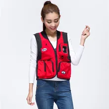 Лет оптовой рыбалки жилет мужчин и женщин свадебные фотографии жилет красный мульти-карманы Рабочая одежда
