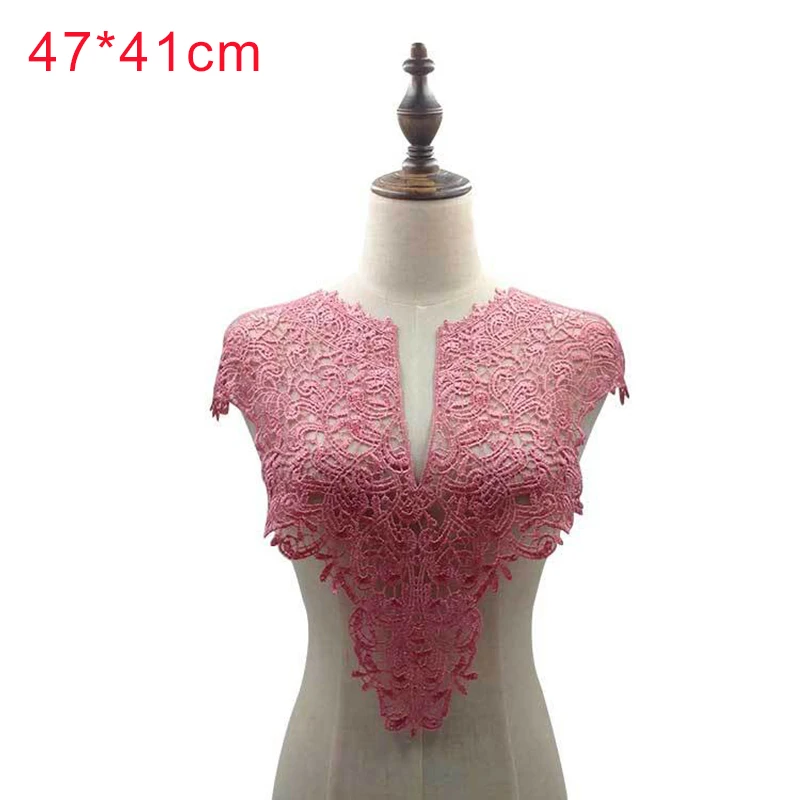 29-Dark Pink 1 шт. ткань цветок кружево трехмерная вышивка аппликация кружевной воротник декольте Аппликация DIY Ремесло Швейные аксессуары - Цвет: 29-Dark Pink