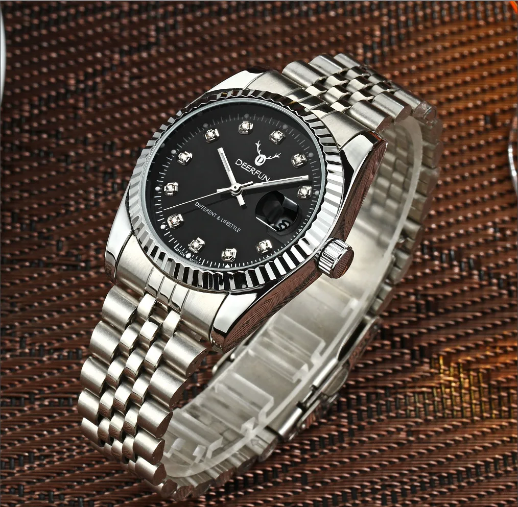 Швейцарские часы oyster perpetual Rolexable datejust MIYOTA, кварцевые классические деловые золотые часы с алмазной поверхностью reloj hombre - Цвет: ROL DJ003