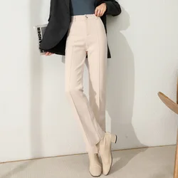 Pantalon droit Vintage taille haute avec fermeture éclair pour femme, vêtement de bureau à la mode 