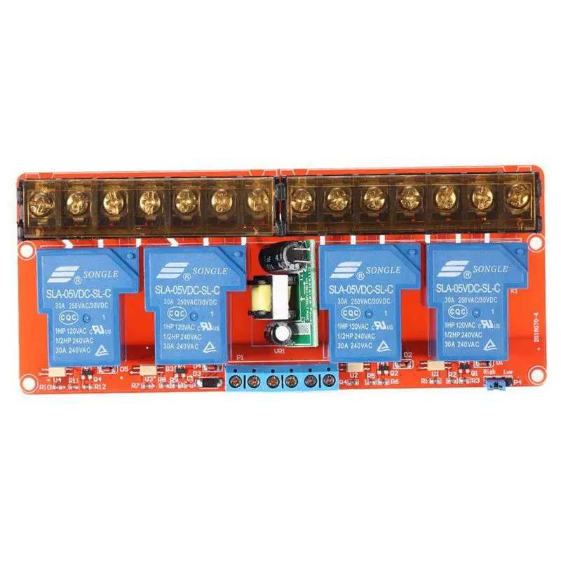 

4-channel 250VAC 30A Solid State Relay Module Board High/Low Level Trigger