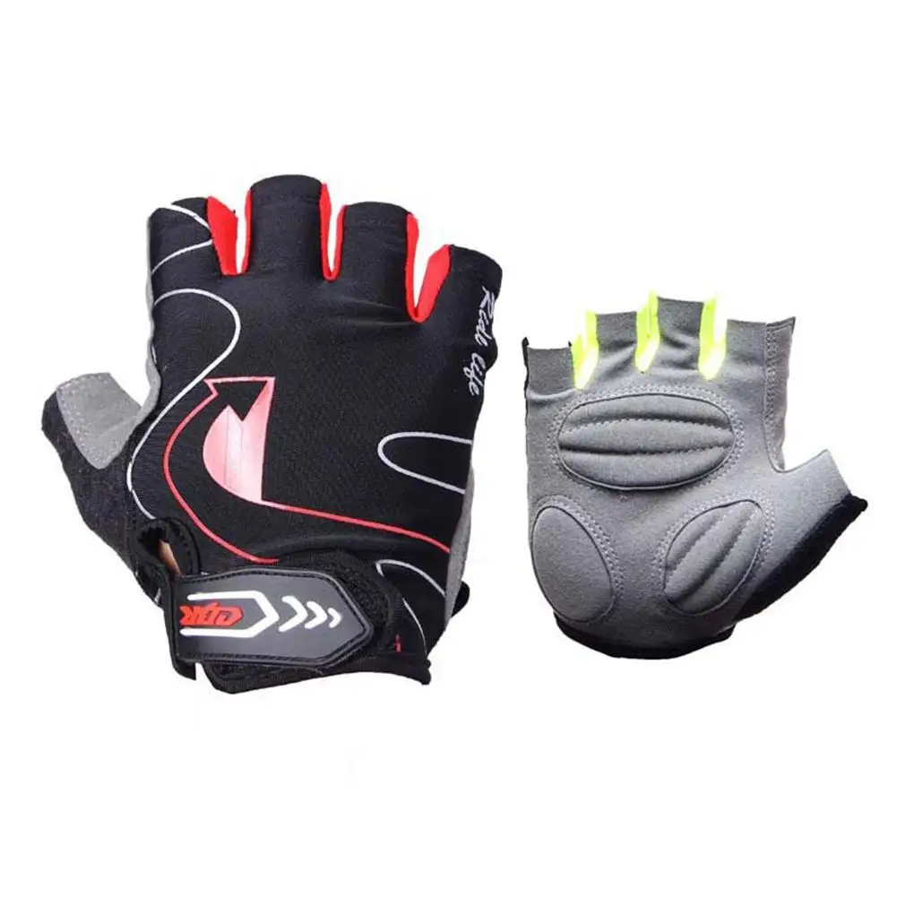 Black red Yiwa перчатки для верховой езды силиконовые перчатки с открытыми пальцами влажные и дышащие перчатки - Цвет: Black red