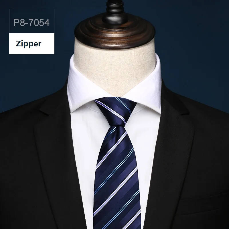P8-7054 Zipper Высокое качество, новинка, дизайнерский бренд, модный бизнес узор, 8 см., галстуки для мужчин, на молнии, галстук, костюм, Формальная работа, с подарочной коробкой - Цвет: P8-7054 Zipper
