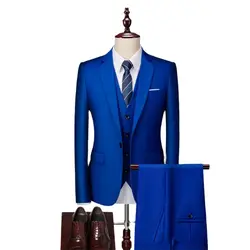 Blazer Pants Vest Men's Suit 3 Piece/Solid Color Large Size Jacket Career Interview Workwear/Wedding Party Best Man Clothing Set