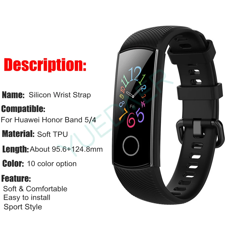 YUEDAER ремешок для Honor Band 5 на запястье Huawei 4 силиконовый браслет мягкий ТПУ