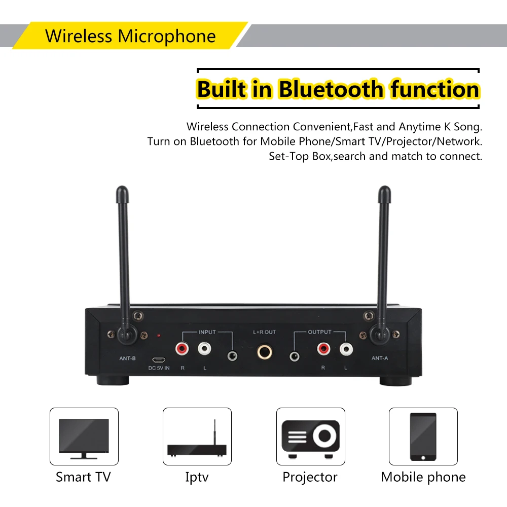 Microfone de Mão sem Fio Fácil de Usar Bluetooth com Efeito Xtuga Duplo Canal Karaoke Microfone Agudos - Graves Eco Uhf - Image 4