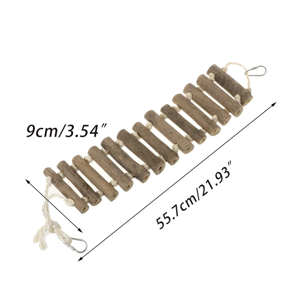 Naturals Wood Rope Hanging Ladder Bird Parrot Cage Toy