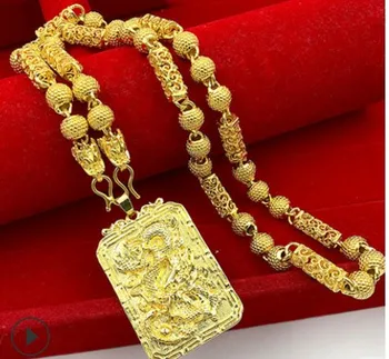 

fashion yellow gold filled dragon bless pendant men necklace up-market free shipping size (60cm)