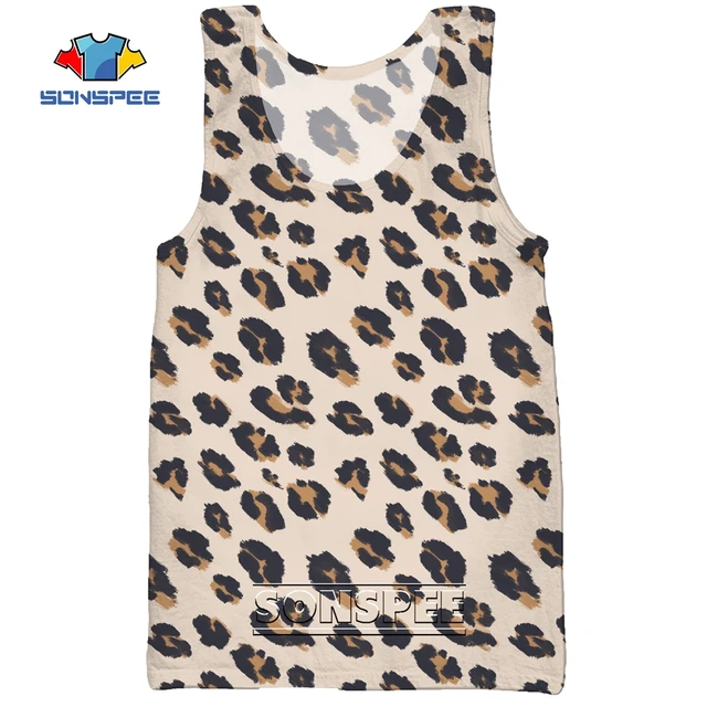 SONSPEE Leopard Animal Hunting 3D Print Men's Tank Tops Casual Fitness Bodybuilding Gym Muscle Funny Men Sleeveless Vest Shirt 4