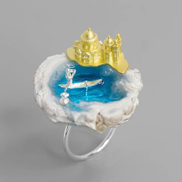 US $46.80 INATURE Sterling Silver Venice Adjustable Natural Agate Wedding Engagement Rings Women