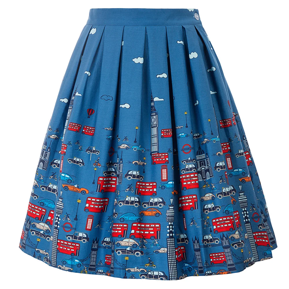 Юбки Женские s Jupe Femme цветочный принт Ретро хлопок Женская юбка средней длины Falda высокая талия короткая винтажная плиссированная юбка