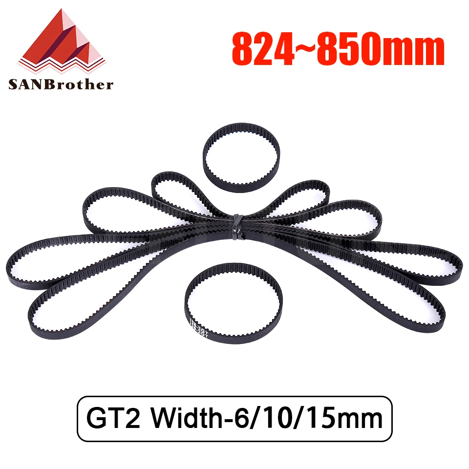 3D Printer Parts GT2 Closed Loop Timing Belt Rubber 2GT 6mm824 826 828 830 832 834 836 838 840 842 844 846 848 850mm Synchronous