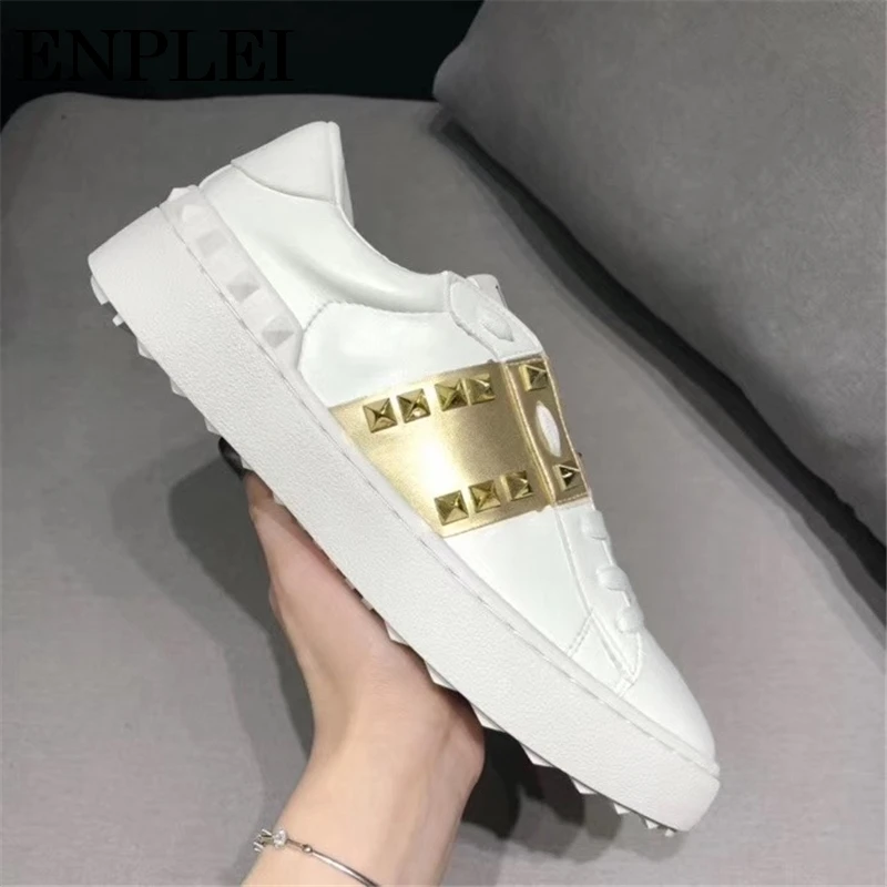 Vulcanize Shoes Flat Lovers Outdoor Enplei Rivet PU Size-35-44 Mans