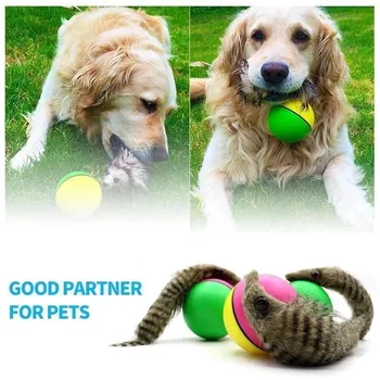 

5pcs Cute Dog Toys Interactive Pet Dog Ball Toy Cat Toy with Small Bell Rainbow Dogs Clastic Bell With a Hairy tail Interactive