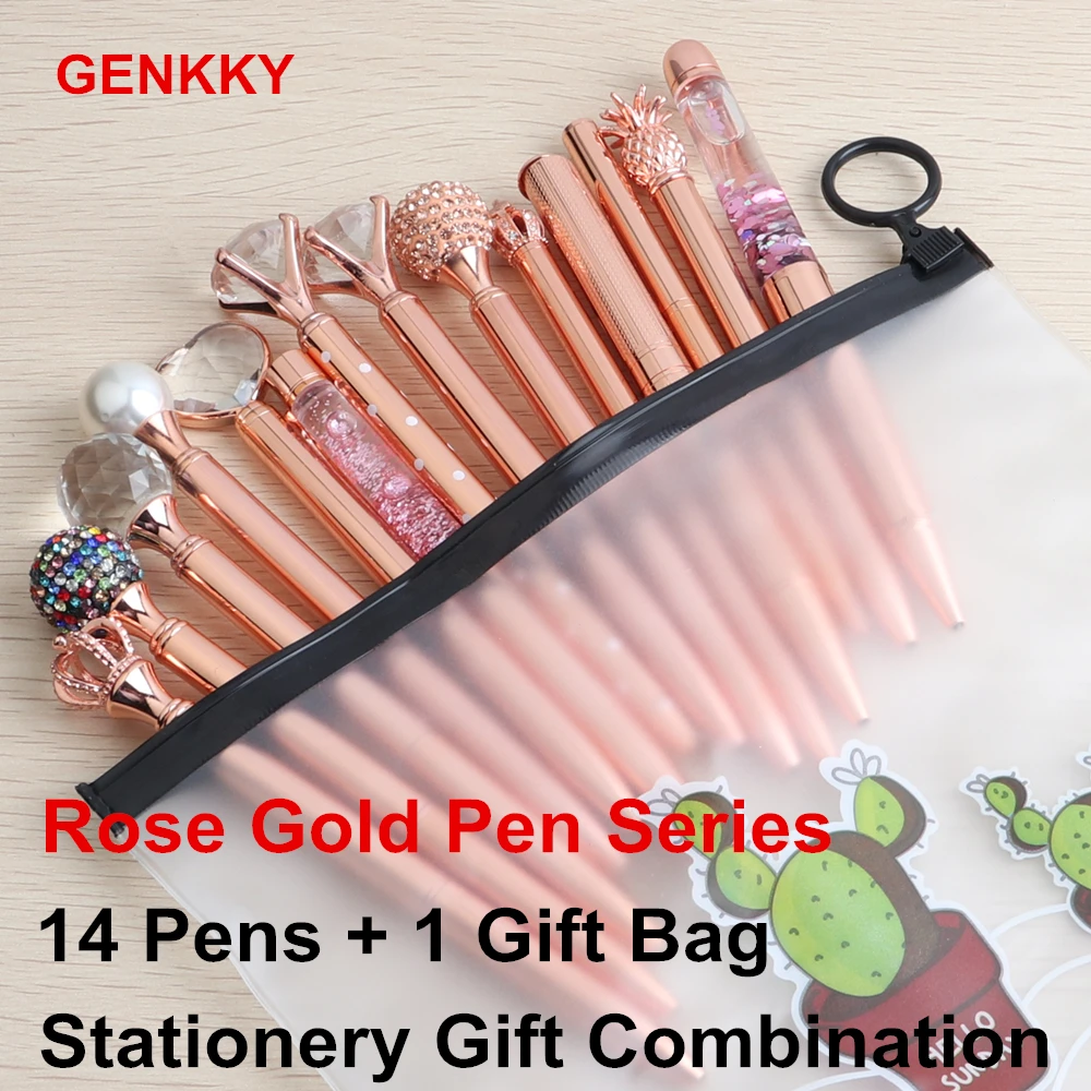 GENKKY розовое золото Подарочная шариковая ручка наборы канцтоваров серии Rosegold ручки для школы офисные поставщики ручка рождественские подарки