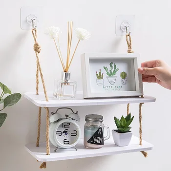 

Practical Storage Shelf Rack Decorative Wall Shelves Hooks on the Wall Wood Shelf Wall Kitchen Storage Organization Shelf