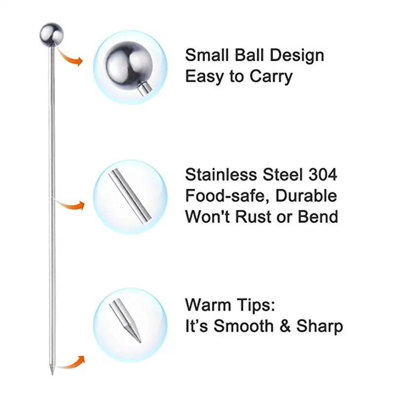 12 шт. Коктейльные шпажки Шпажки для фруктов из нержавеющей стали, зубочистки для вечерние инструменты для бара, Шпажки Палочки для мартини Вечерние