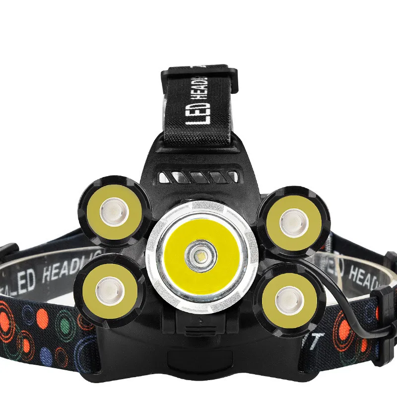 Налобный фонарь AEFJ светодиодный 5000 лм 5 светодиодов T6 + 2R5|lantern fish|head lampheadlamp headlight |