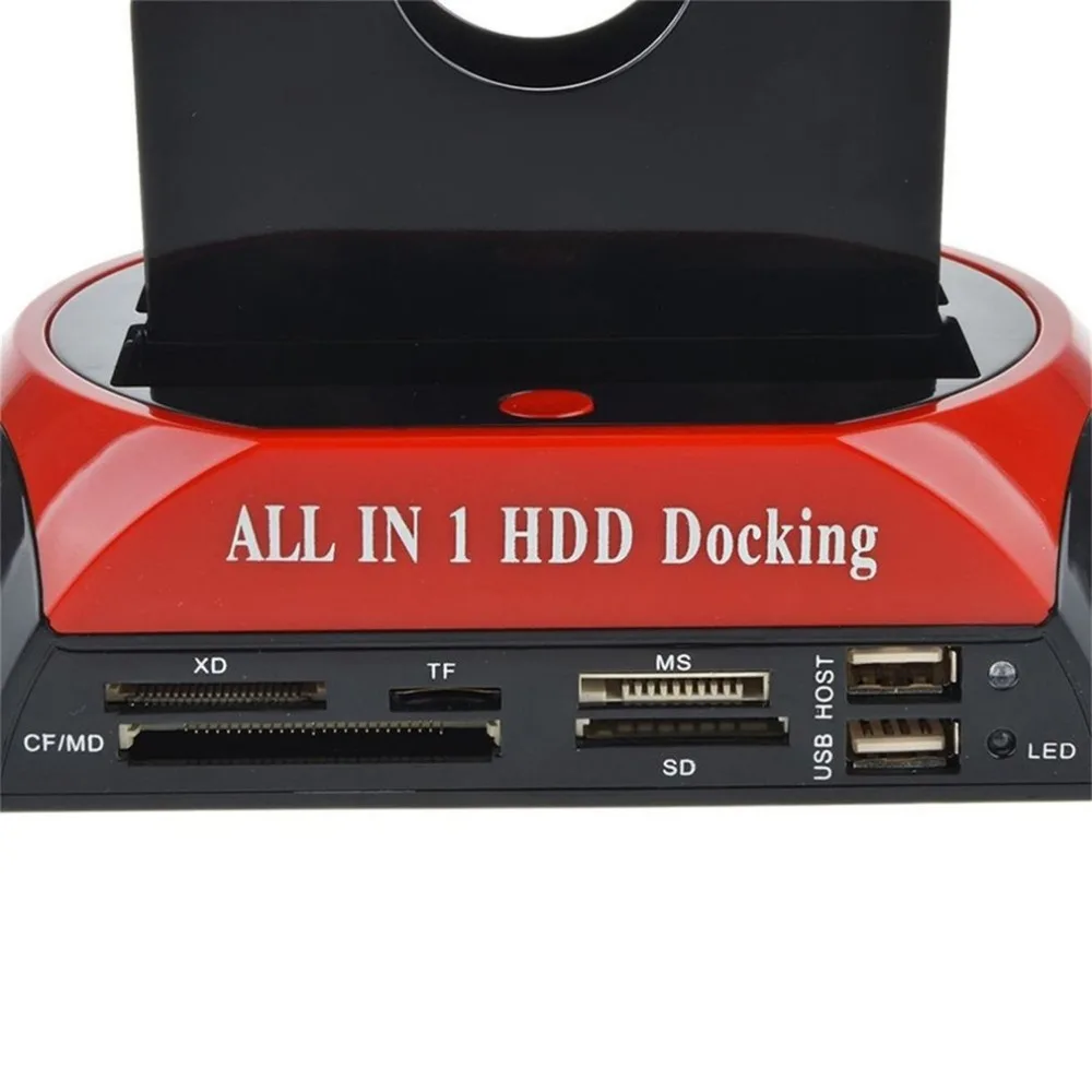 Многофункциональный HDD кард-ридер док-станция двойной USB 2,0 2,5 ''3,5 дюймов IDE SATA Внешний HDD корпус жесткого диска