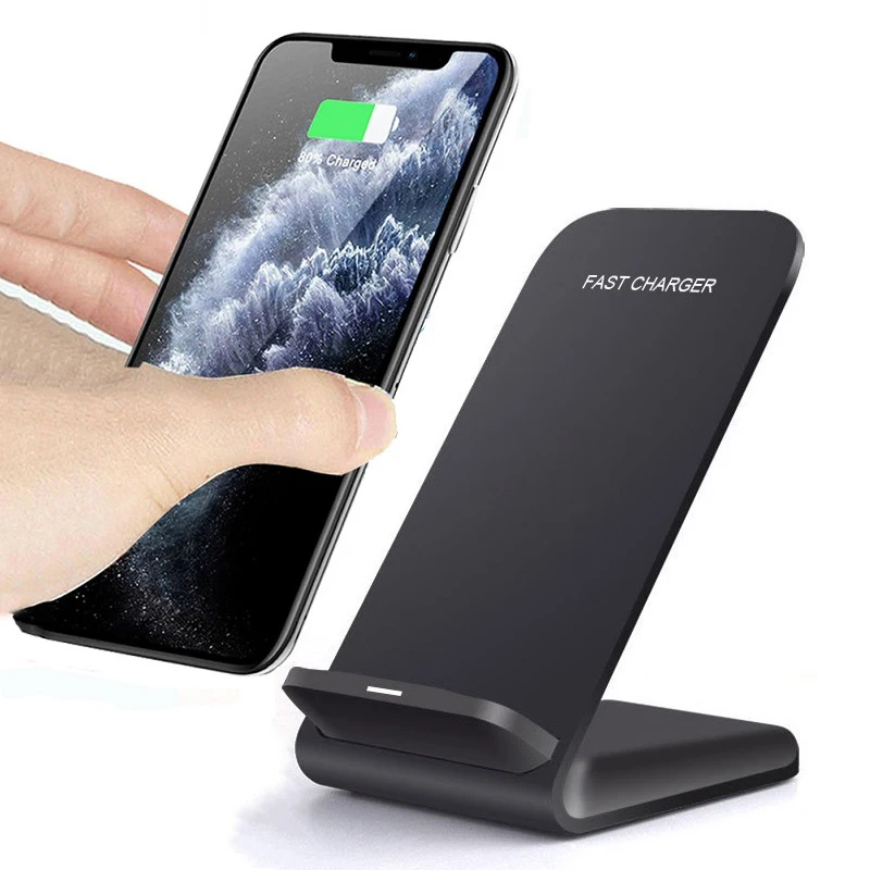 

Qi Wireless Charger Stand For iPhone 12 11 Pro XS MAX XR X 8 Samsung S21 S20 S10 S9 Fast Charging Dock Station Phone Charger