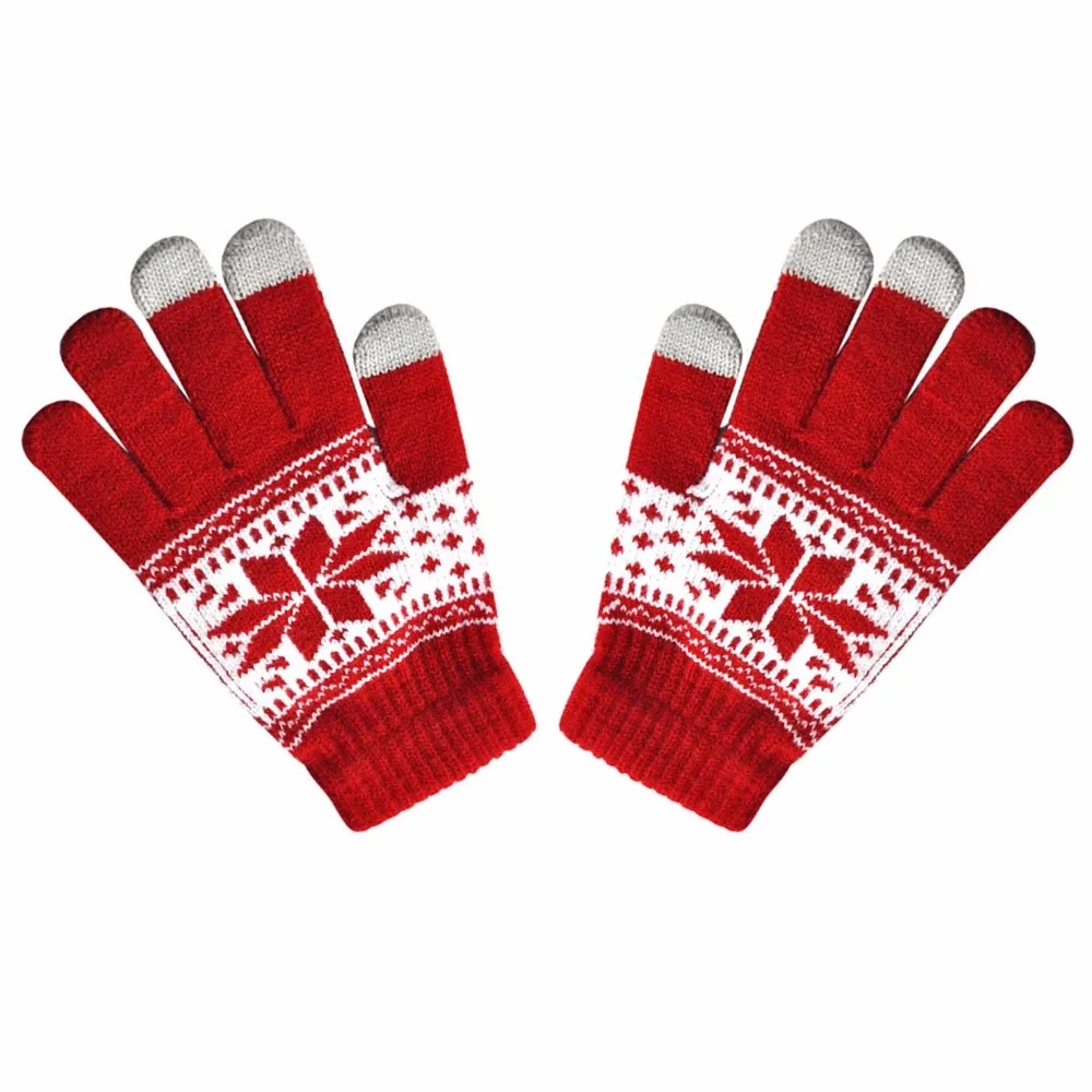 Зимние перчатки для сенсорного экрана, модные мужские и женские зимние текстовые кепки для активного смартфона, вязаные мягкие перчатки для экрана, женские вязаные перчатки - Цвет: Red