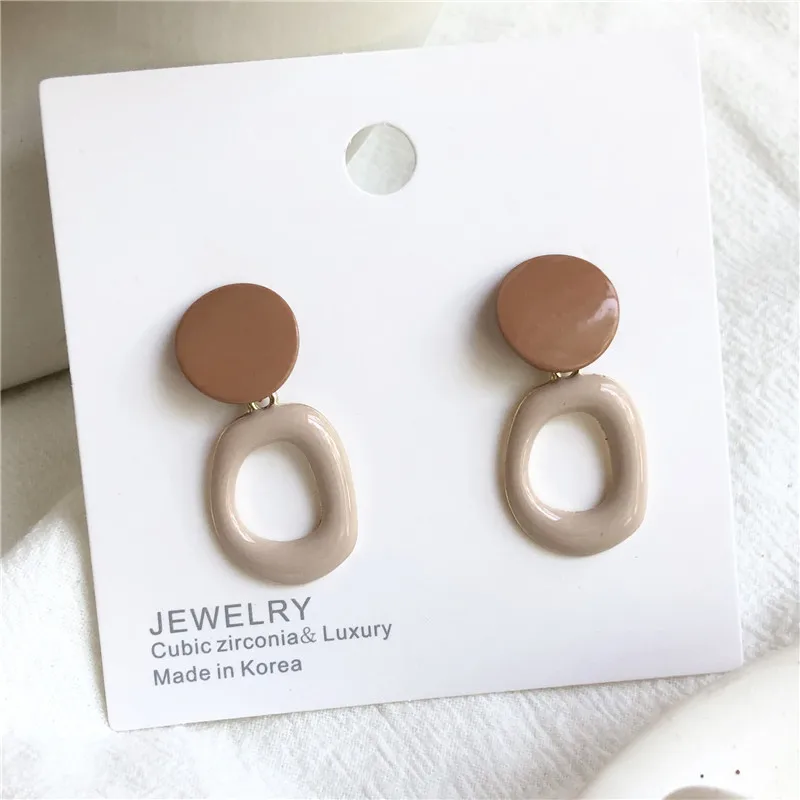 

2019 New Candy Color Epoxy Pendant Earrings Irregular Fashion Geometric Earrings Hollow Large Earrings for Women Wedding Jewelry