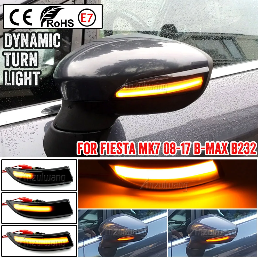 

2x Flowing Turn Signal Light LED Side Wing Rearview Mirror Dynamic Indicator Blinker for Ford for Fiesta MK6 VI/UK MK7