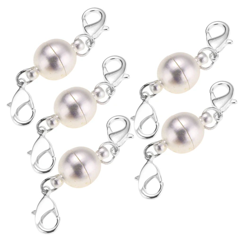 5 Piece Matte silver color Ball Two Parts Magnetic Hook Lobster Clasp for DIY Jewelry Clasp Necklace Bracelet
