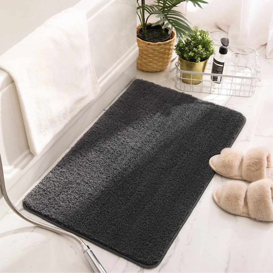 

Solid Color Floor Mat Anti-Slip Water Absorption Carpet Kitchen Rug Hallway Porch Soft Doormat for Bathtub Shower Bedroom 70X120