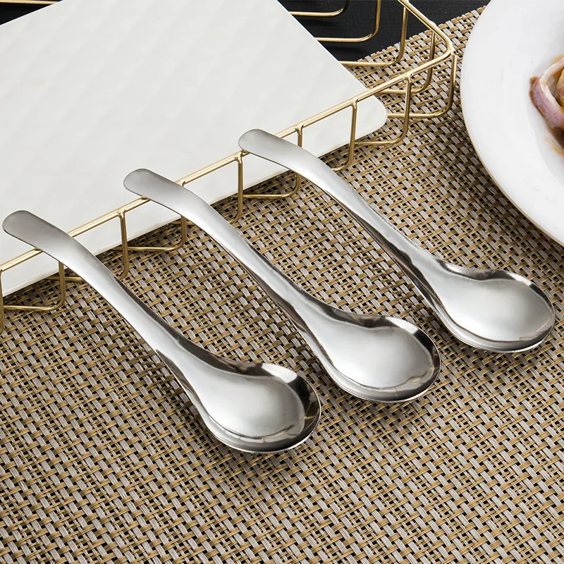 

16.7*4.8*0.1cm Soup Spoon Stainless Steel Table Dinner Spoon With Long Handle Restaurant Kitchen Serving Spoon Set