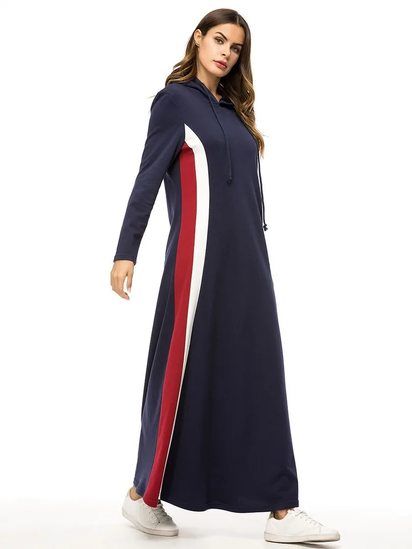 Осень Зима хлопок Abayas студентов Спортивное длинное платье арабское длинное кафтан Турция Ближний Восток мусульманское женское платье Мода