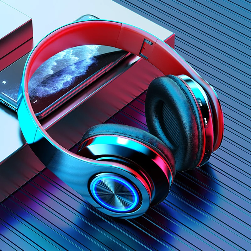 GUZMYYF Wired & Wireless Gaming Headset With Microphone, TF Card slot & Colourful Light 2
