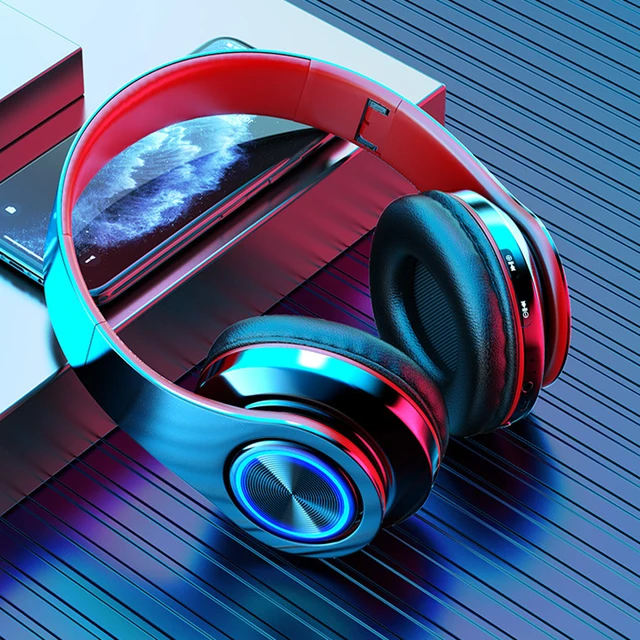 Headsets Gamer Headphones Blutooth Surround Sound Stereo Wireless Earphone USB With MicroPhone Colourful Light PC Laptop Headset 2