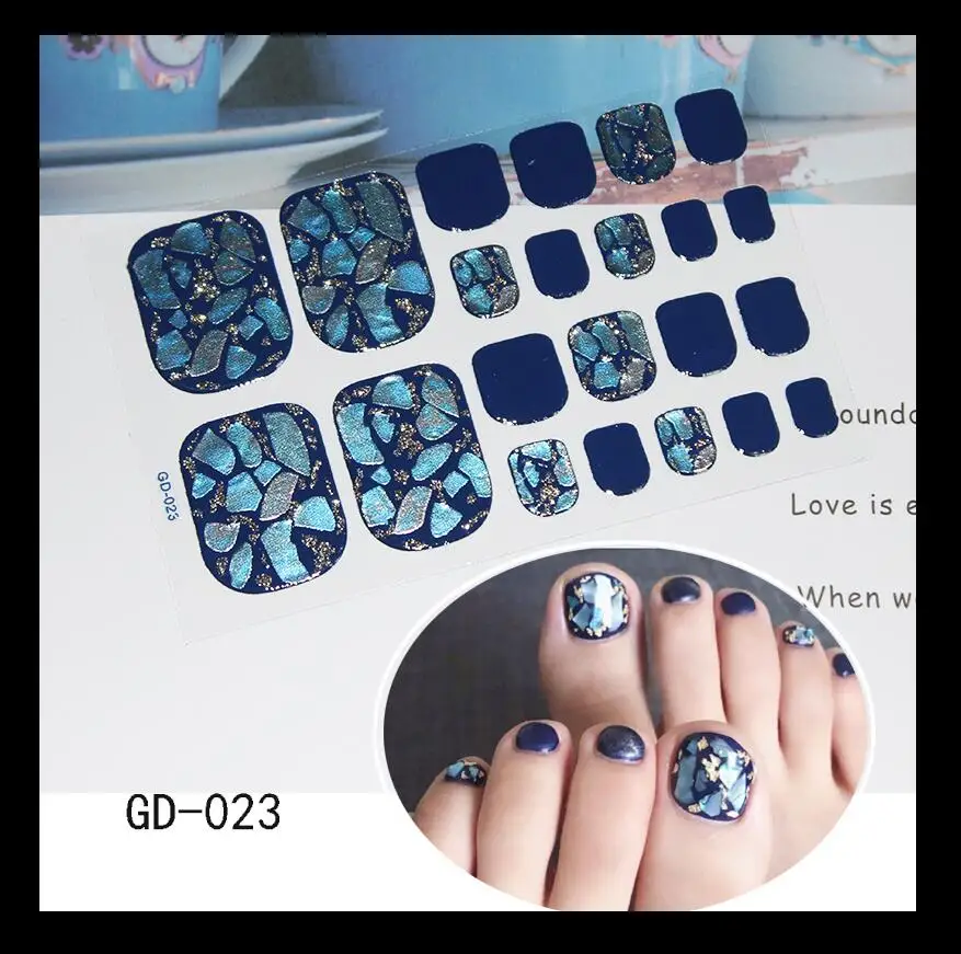 

22tips Korea/Japanese Designed Toenail Sticker Full Cover Waterproof Nail Sticker Wraps Toe Nail DIY Nail Art unas Nail Sticker