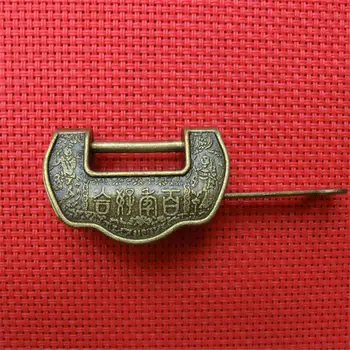 

Useful Popular 1Pc High Quality Archaistic Chinese Vintage Antique Old Style Lock/Key Excellent Brass Carved Word Padlock